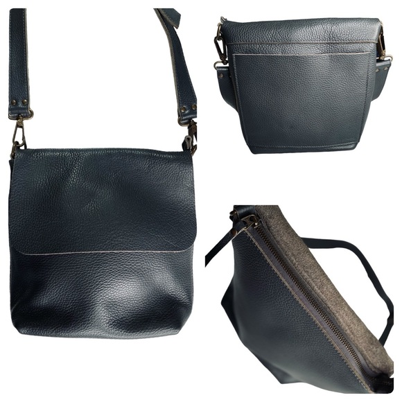 Eleven600 Genuine Leather Crossbody Handbag Zip Closure 9”H 9.8”W 3”D NWOT - Picture 5 of 15